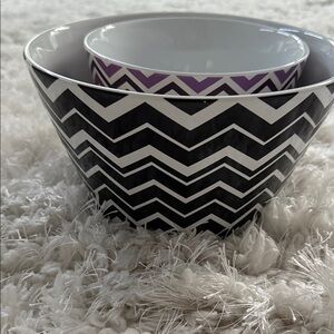 MISSONI Chevron Patterned Black and Purple Bowl Set